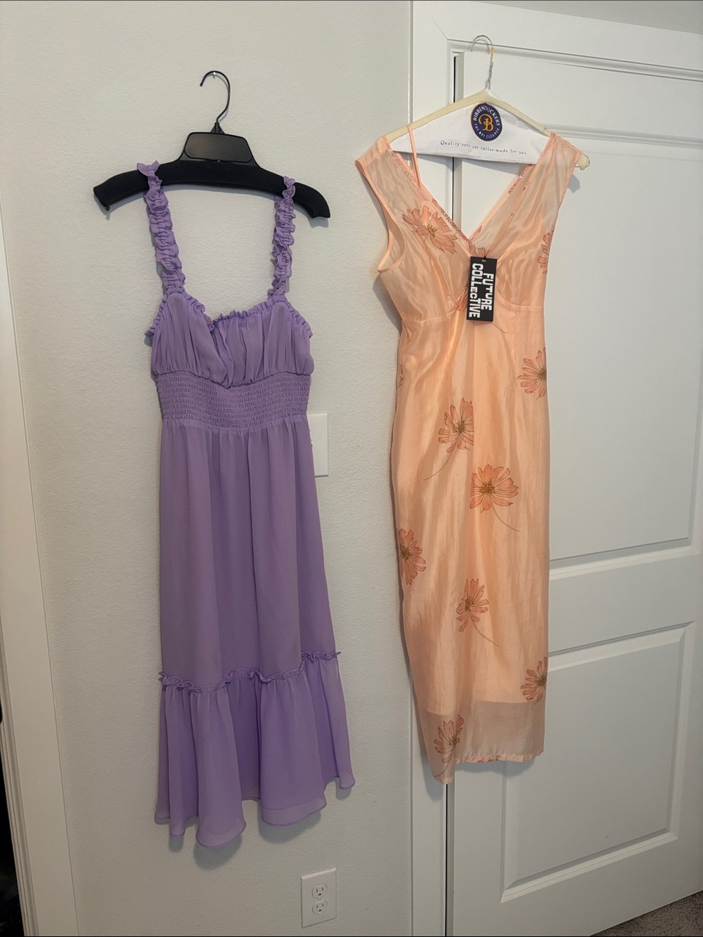 2 dresses, Lovers + Friends Lavender Ruffled Dress XS and New Peach Dress size 2